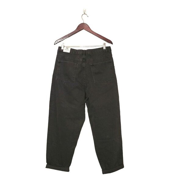 Mango Womens Jeans Black 10 High Waist Slouchy Cropped Sustainable Pleated Front - Picture 6 of 7